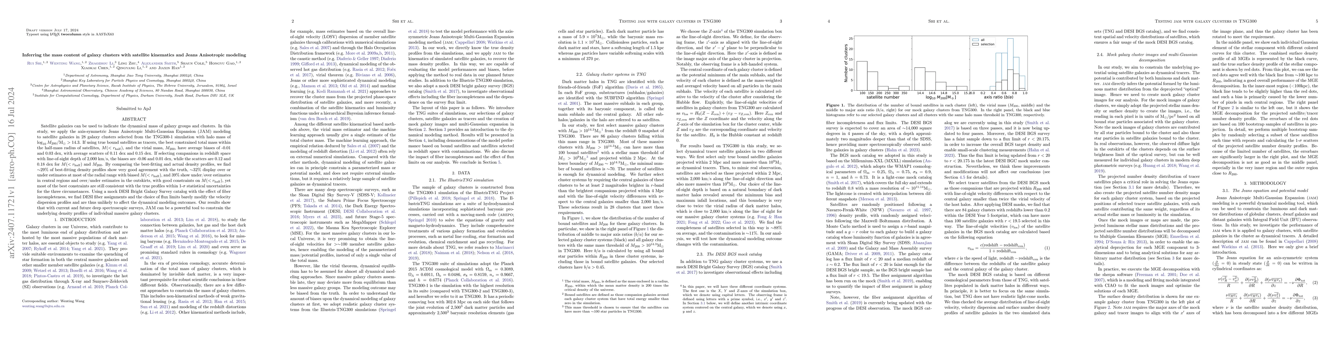 Thumbnail for Inferring the mass content of galaxy clusters with satellite kinematics
  and Jeans Anisotropic modeling