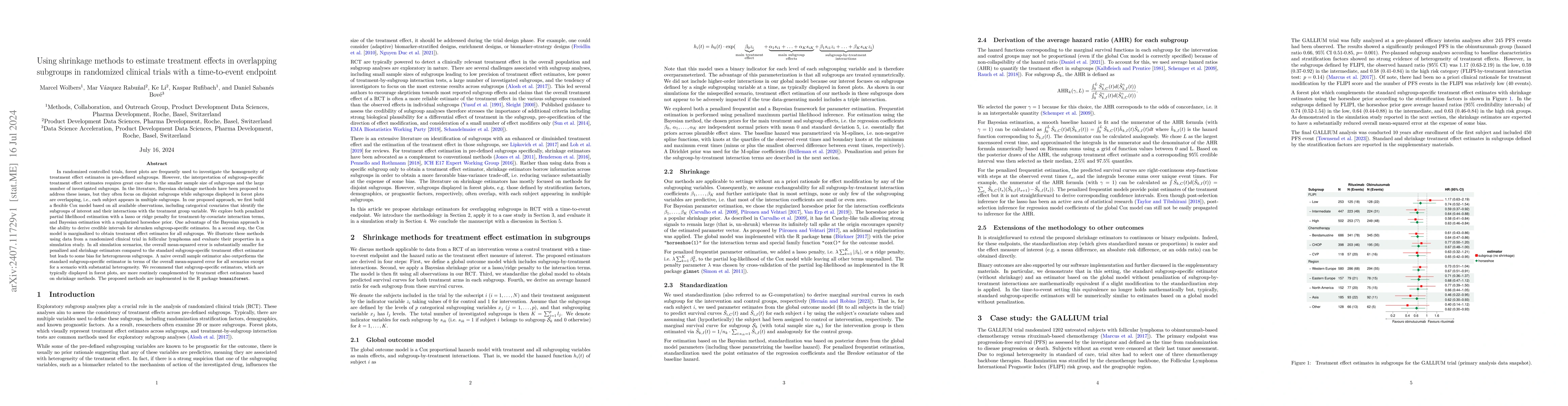 Thumbnail for Using shrinkage methods to estimate treatment effects in overlapping
  subgroups in randomized clinical trials with a time-to-event endpoint