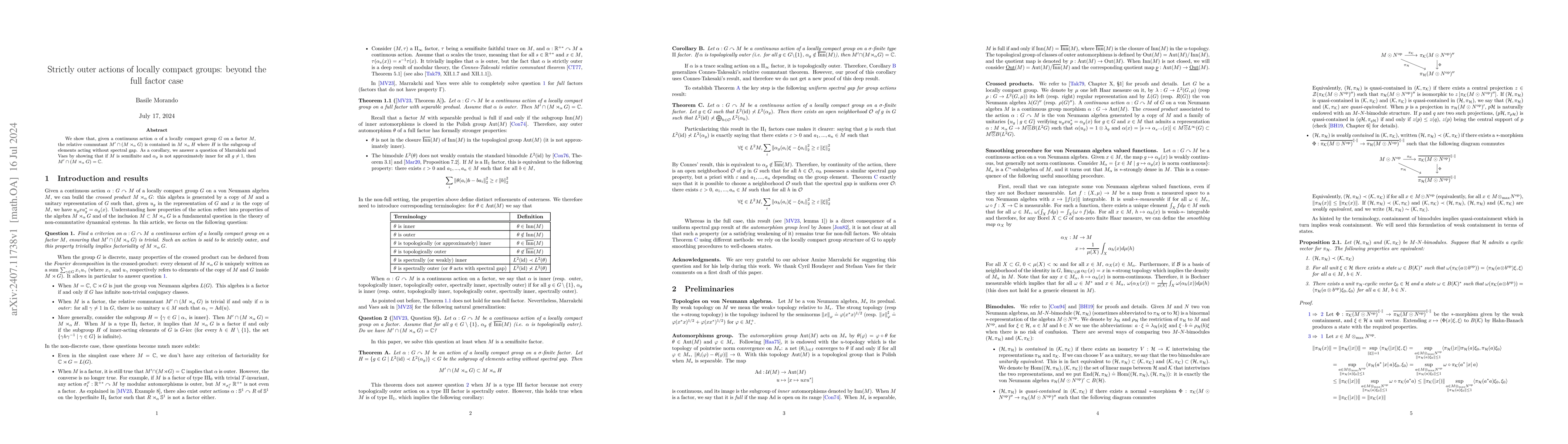 Thumbnail for Strictly outer actions of locally compact groups: beyond the full factor
  case
