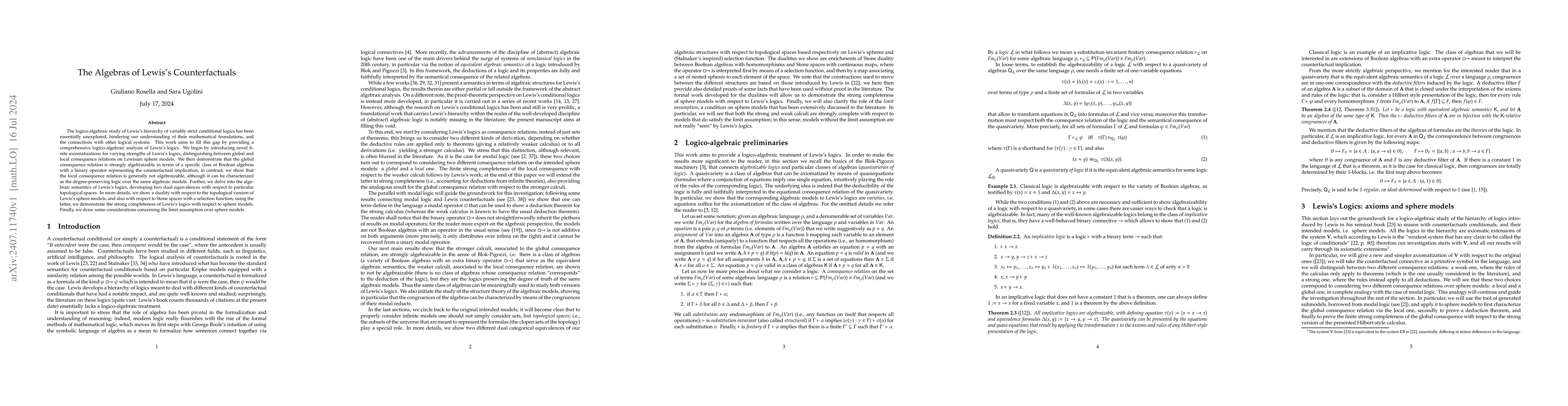 Thumbnail for The Algebras of Lewis's Counterfactuals
