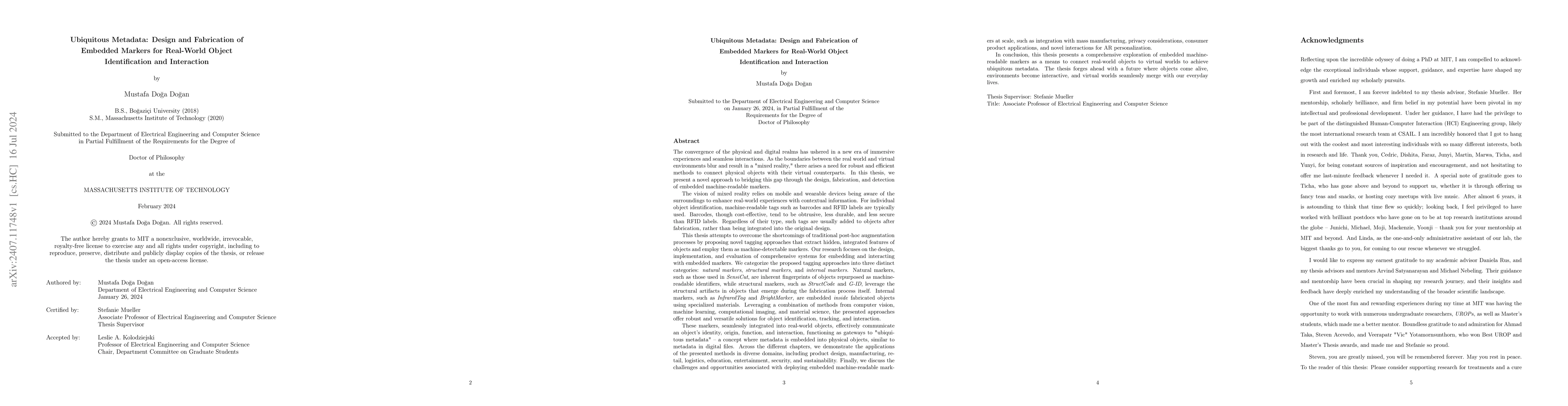 Thumbnail for Ubiquitous Metadata: Design and Fabrication of Embedded Markers for
  Real-World Object Identification and Interaction