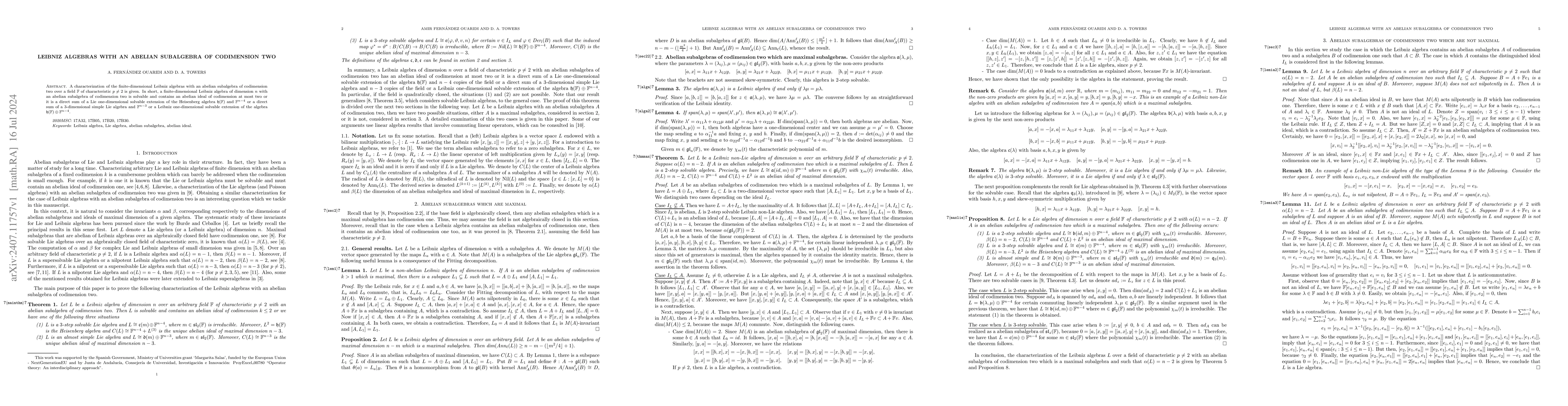 Thumbnail for Leibniz algebras with an abelian subalgebra of codimension tw0