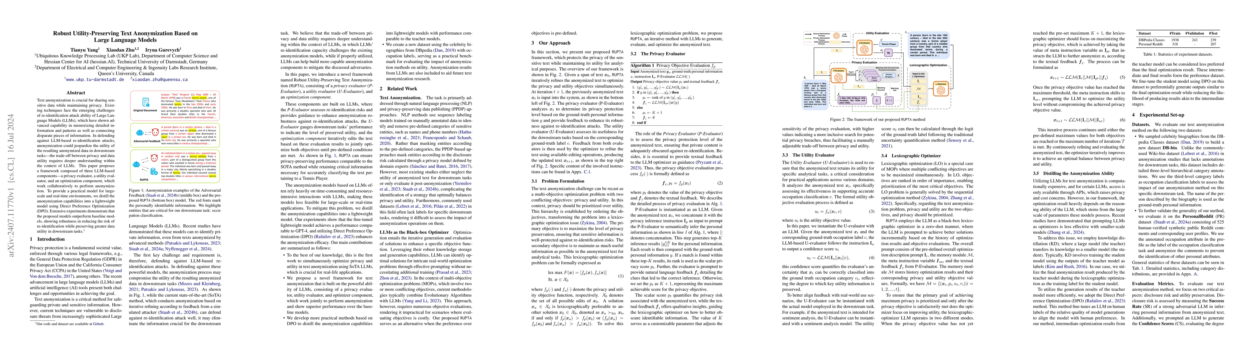 Thumbnail for Robust Utility-Preserving Text Anonymization Based on Large Language
  Models