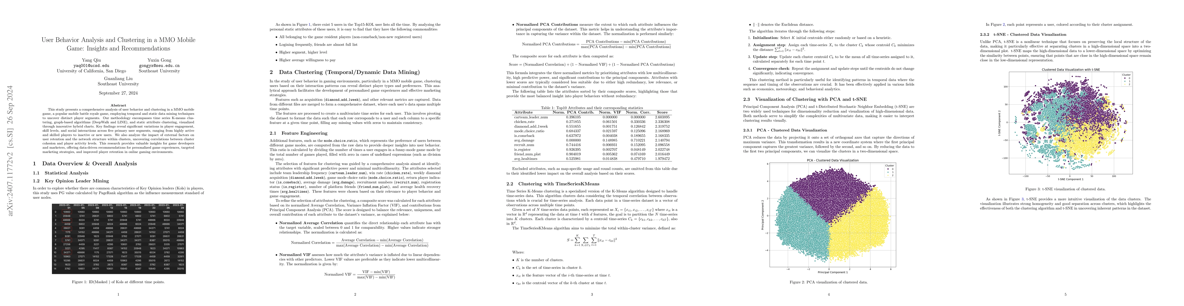 Thumbnail for User Behavior Analysis and Clustering in a MMO Mobile Game: Insights and
  Recommendations