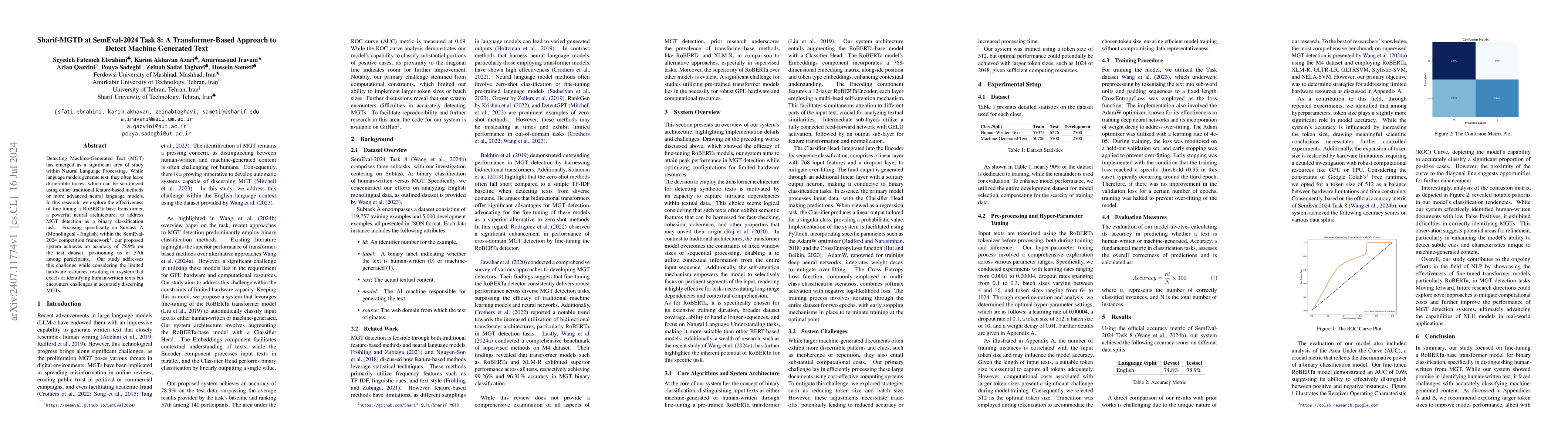 Thumbnail for Sharif-MGTD at SemEval-2024 Task 8: A Transformer-Based Approach to
  Detect Machine Generated Text
