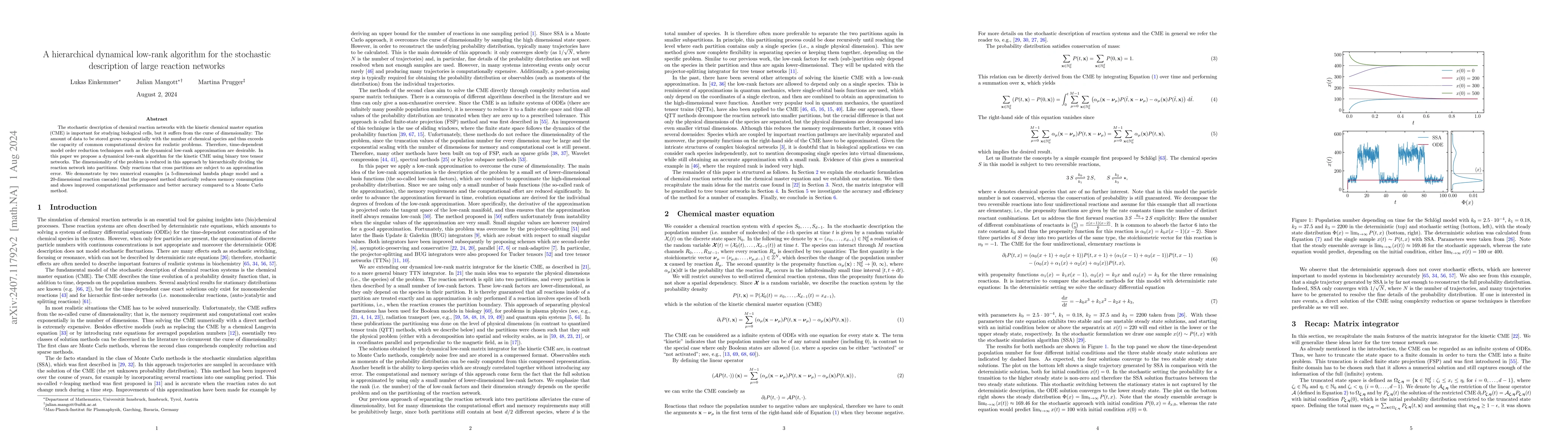 Thumbnail for A hierarchical dynamical low-rank algorithm for the stochastic
  description of large reaction networks