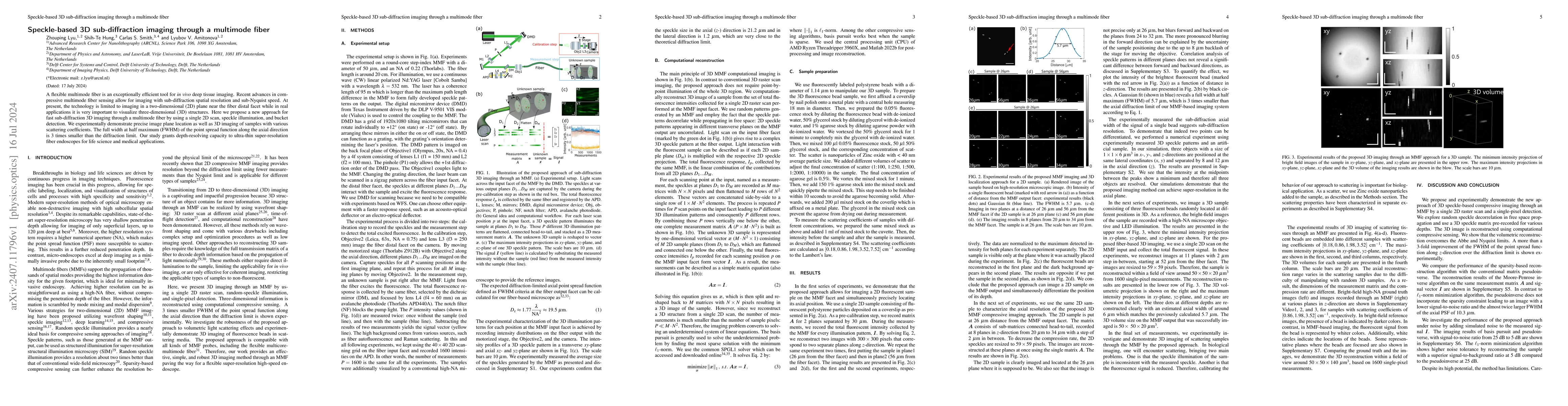 Thumbnail for Speckle-based 3D sub-diffraction imaging through a multimode fiber
