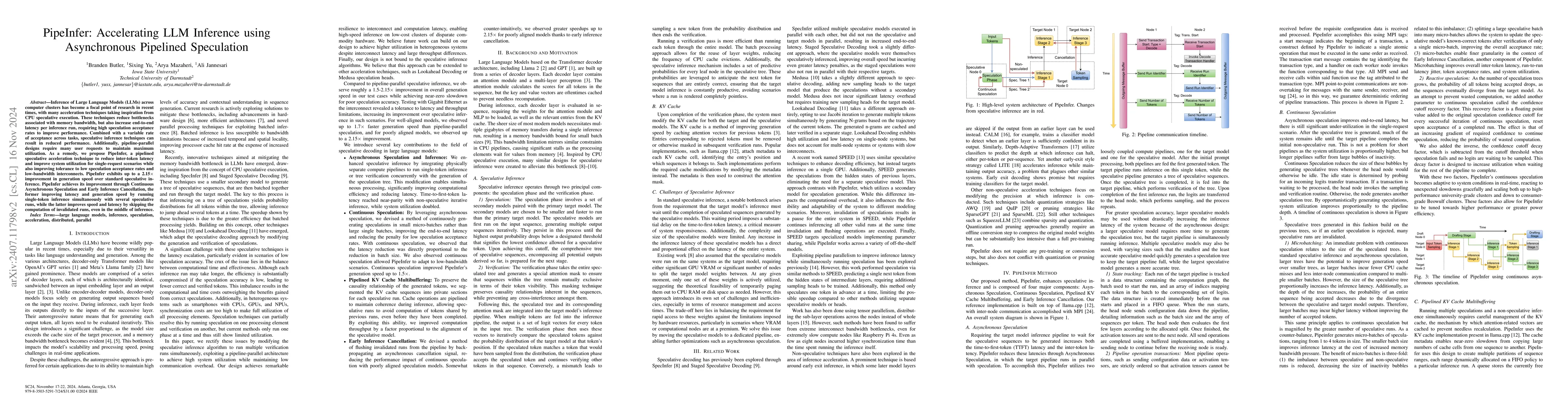 Thumbnail for PipeInfer: Accelerating LLM Inference using Asynchronous Pipelined
  Speculation