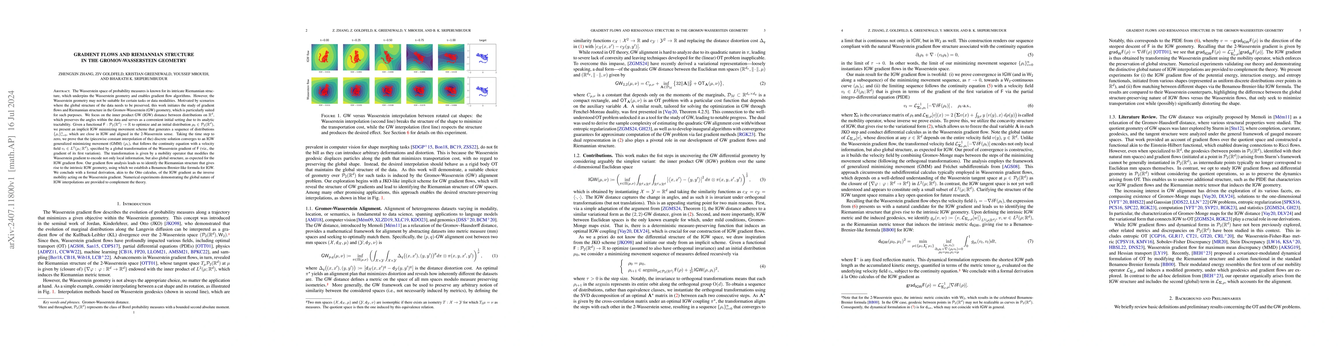 Thumbnail for Gradient Flows and Riemannian Structure in the Gromov-Wasserstein
  Geometry