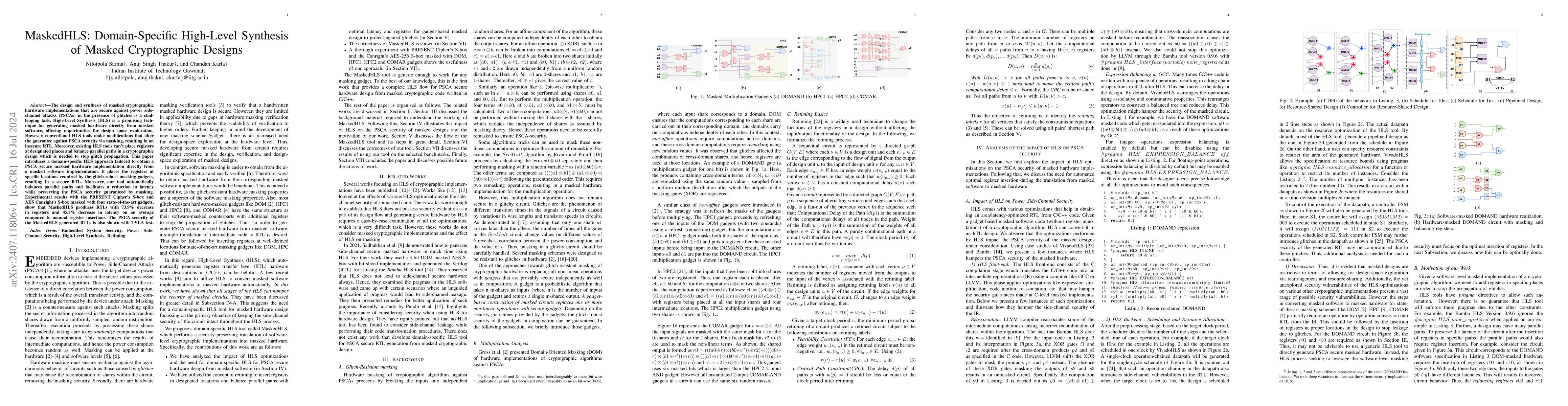 Thumbnail for MaskedHLS: Domain-Specific High-Level Synthesis of Masked Cryptographic
  Designs
