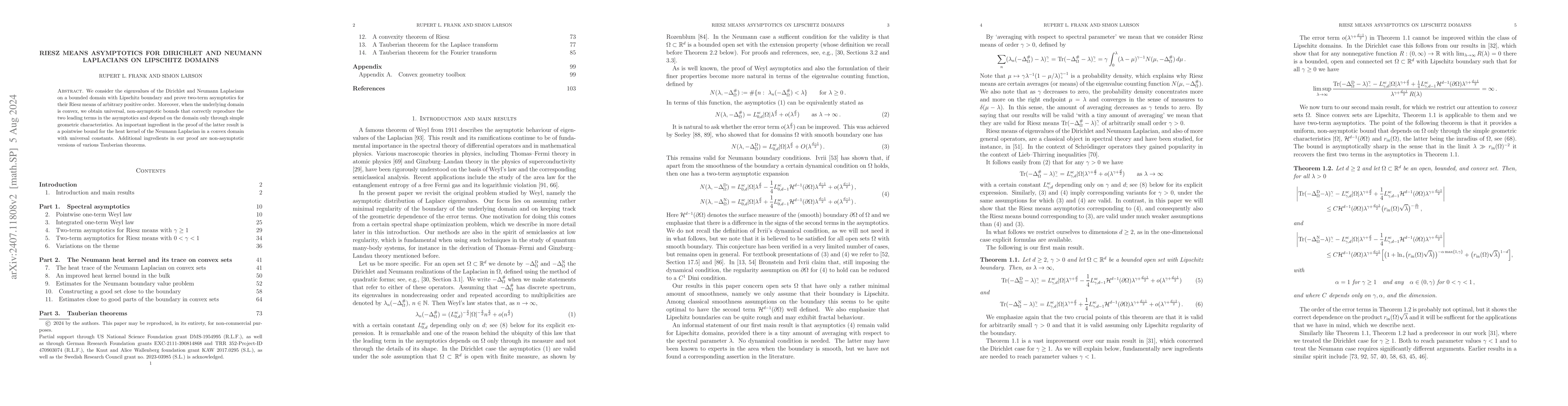 Thumbnail for Riesz means asymptotics for Dirichlet and Neumann Laplacians on
  Lipschitz domains