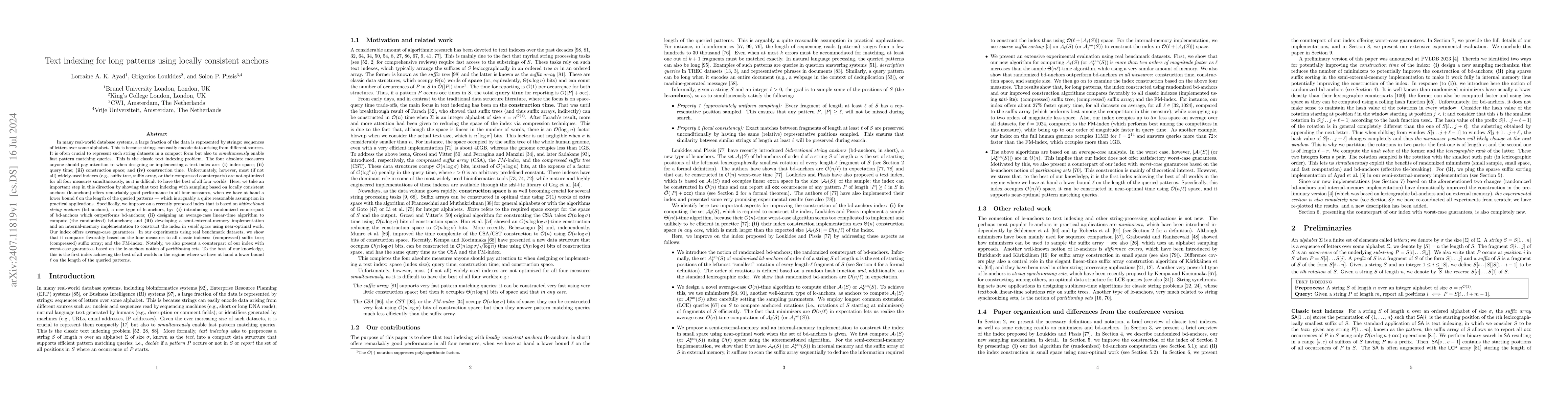 Thumbnail for Text Indexing for Long Patterns using Locally Consistent Anchors