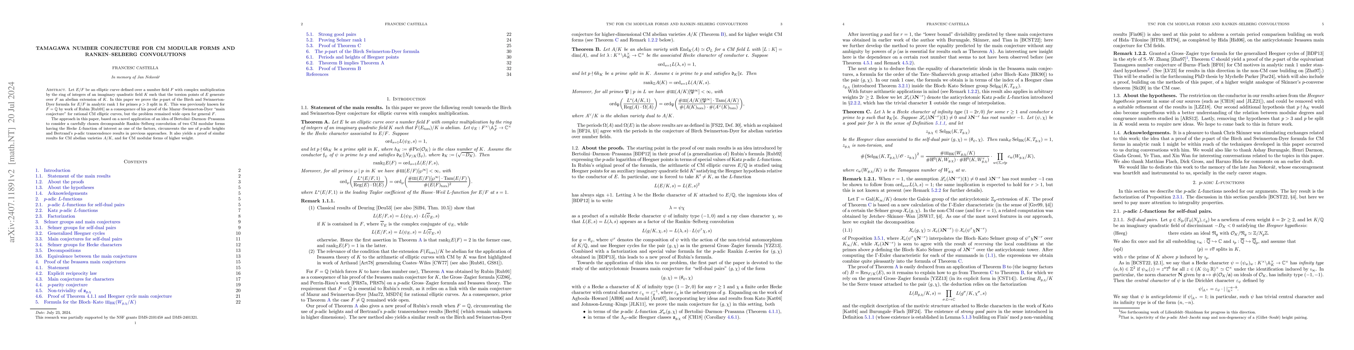 Thumbnail for Tamagawa number conjecture for CM modular forms and Rankin--Selberg
  convolutions