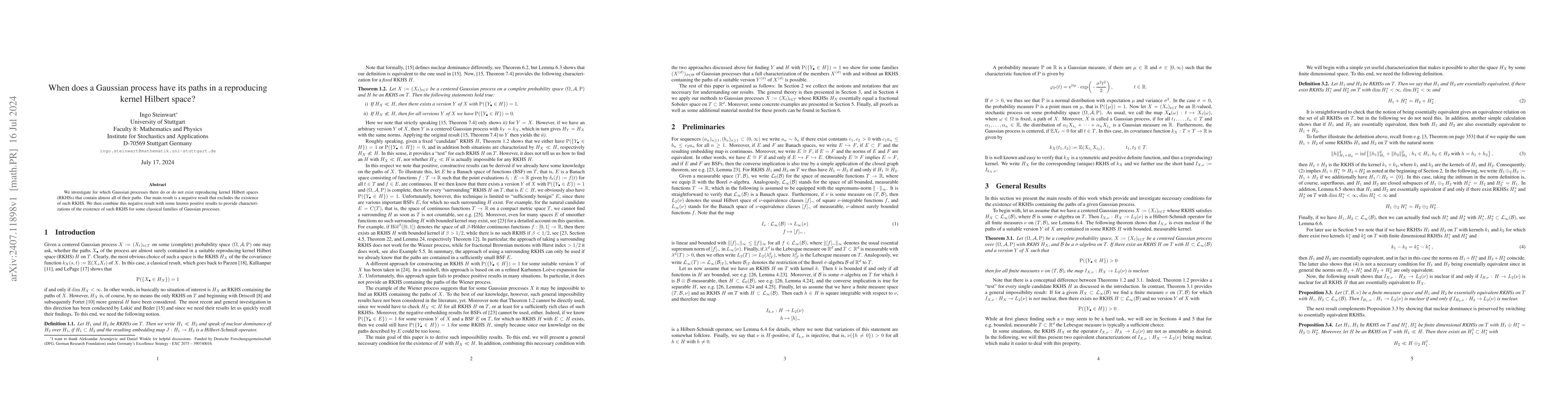 Thumbnail for When does a Gaussian process have its paths in a reproducing kernel
  Hilbert space?