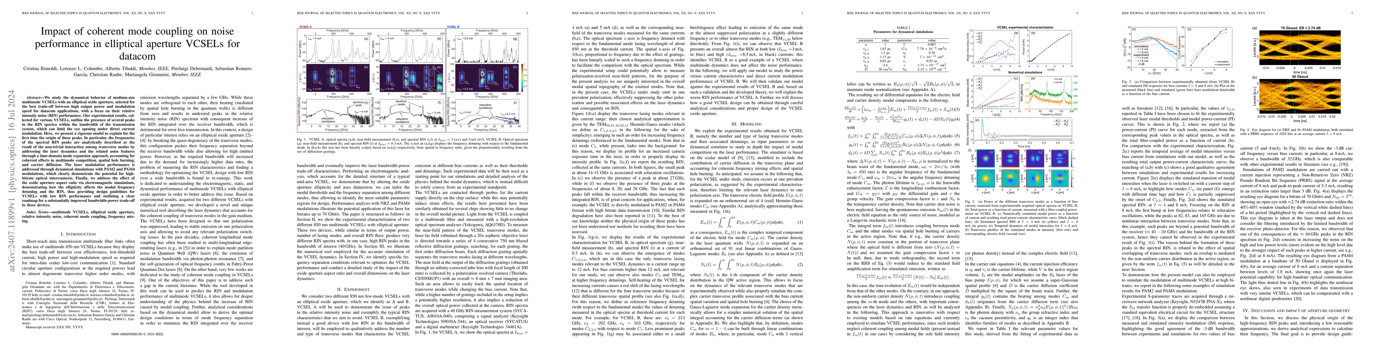 Thumbnail for Impact of coherent mode coupling on noise performance in elliptical
  aperture VCSELs for datacom