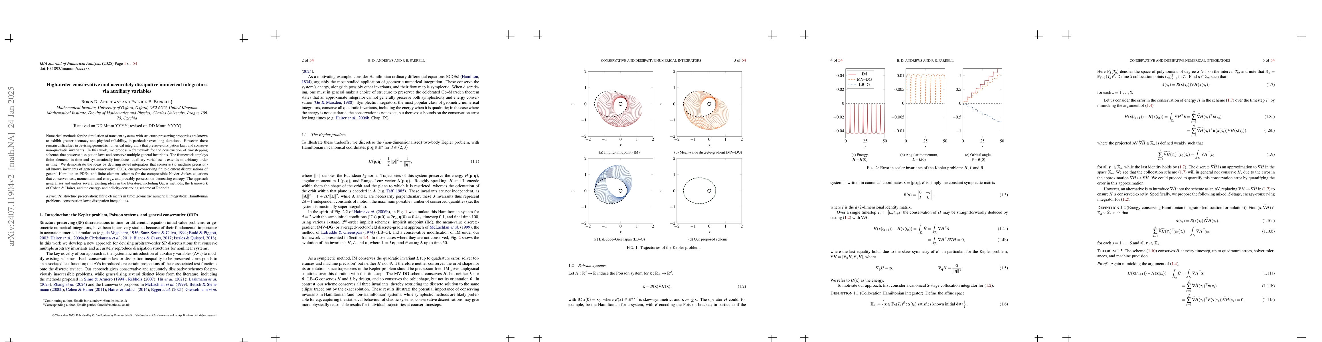 Thumbnail for High-order conservative and accurately dissipative numerical integrators
  via auxiliary variables