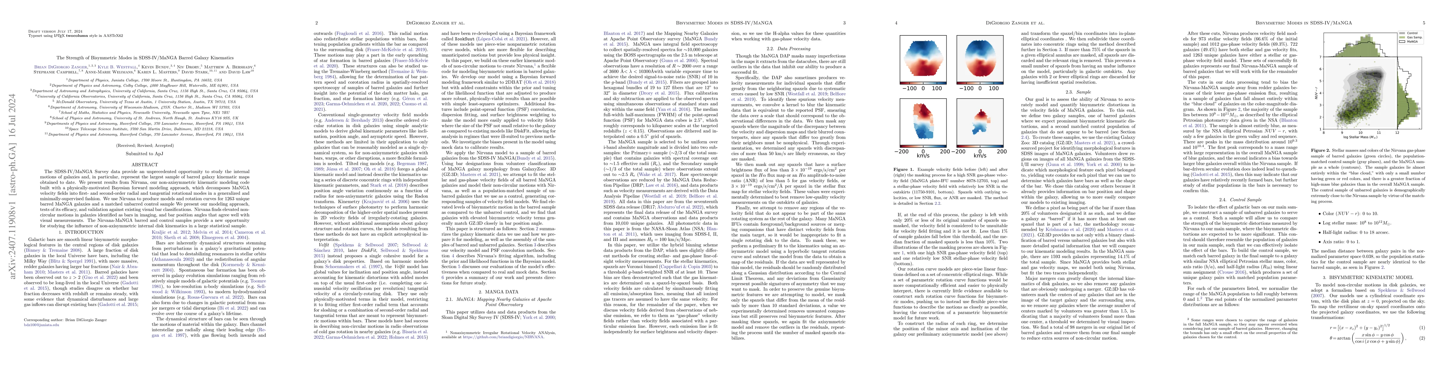Thumbnail for The Strength of Bisymmetric Modes in SDSS-IV/MaNGA Barred Galaxy
  Kinematics