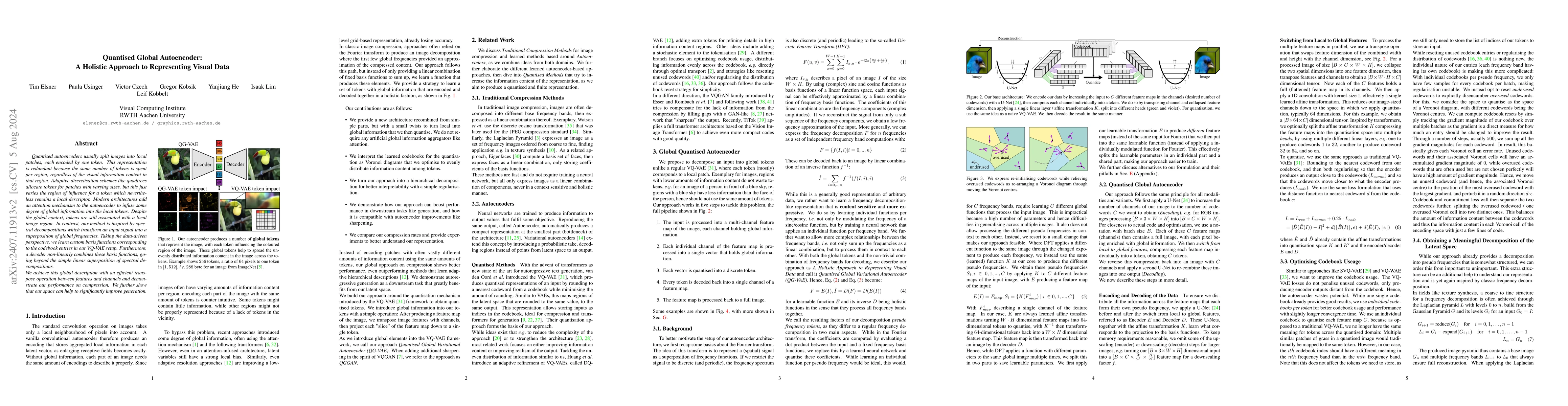 Thumbnail for Quantised Global Autoencoder: A Holistic Approach to Representing Visual
  Data
