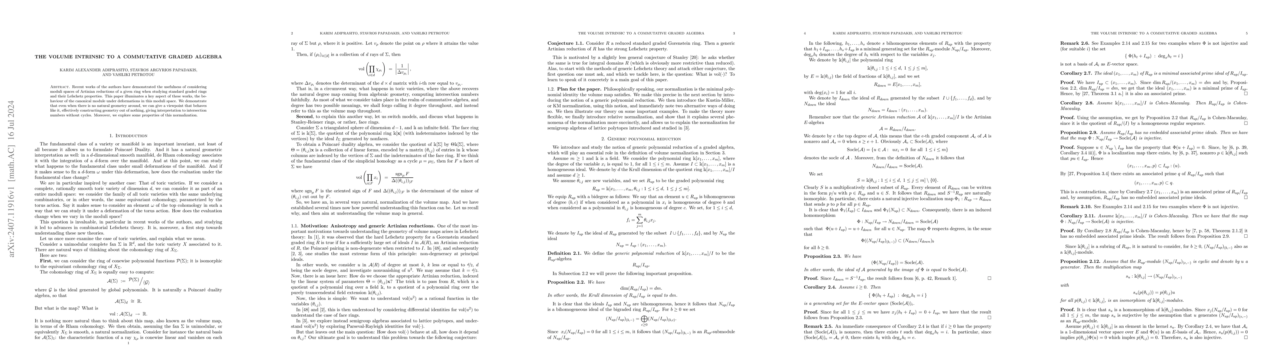 Thumbnail for The volume intrinsic to a commutative graded algebra