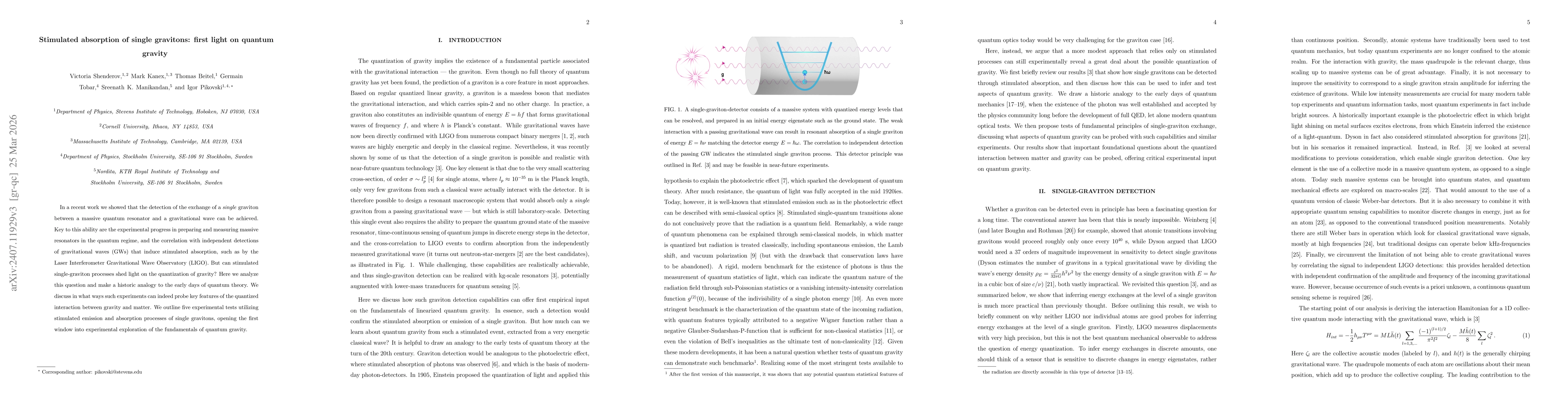Thumbnail for Stimulated absorption of single gravitons: First light on quantum gravity