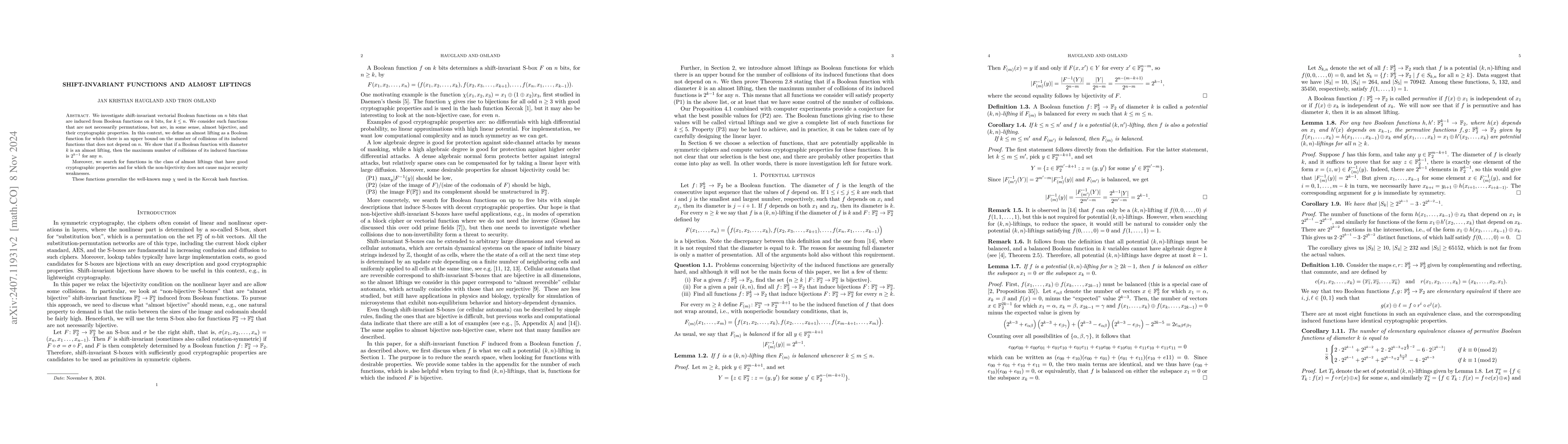 Thumbnail for Shift-invariant functions and almost liftings