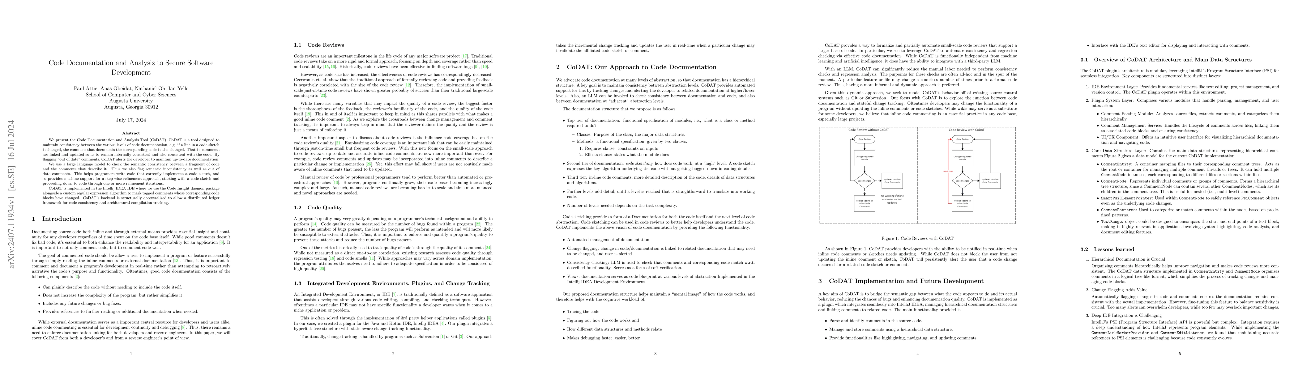 Thumbnail for Code Documentation and Analysis to Secure Software Development