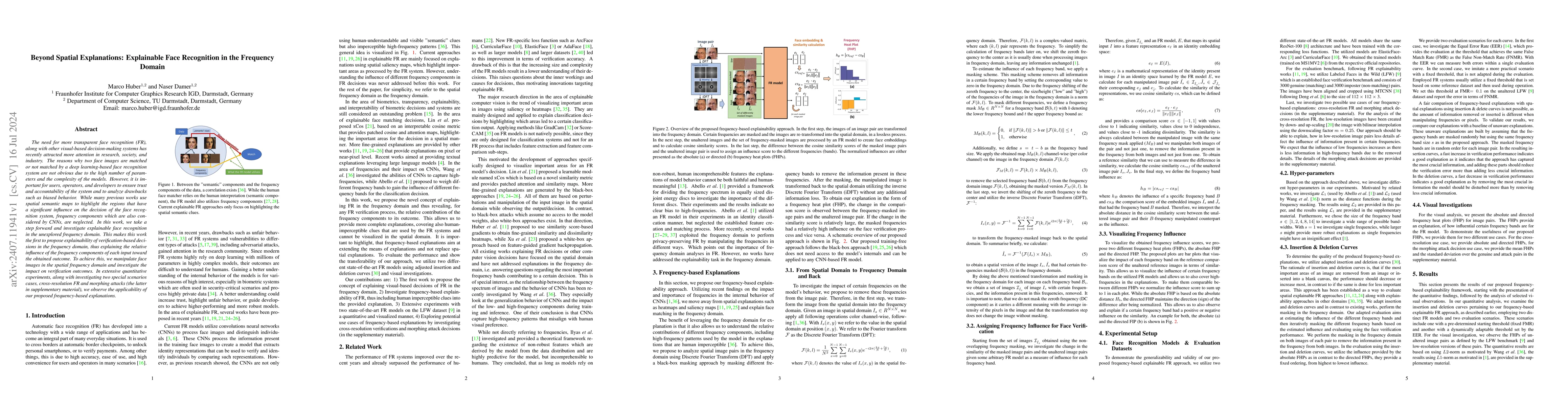 Thumbnail for Beyond Spatial Explanations: Explainable Face Recognition in the
  Frequency Domain