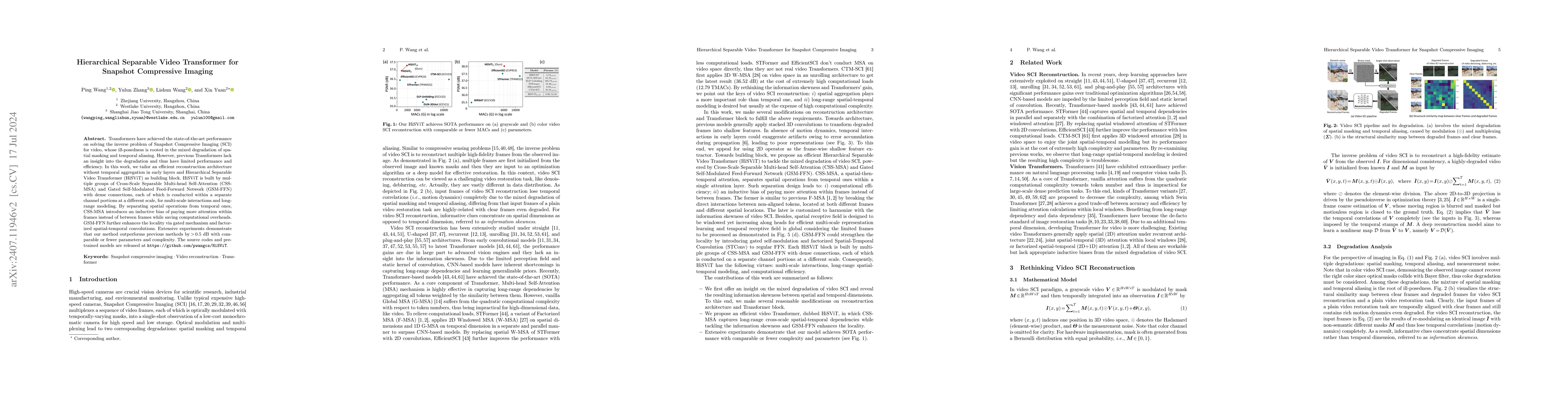 Thumbnail for Hierarchical Separable Video Transformer for Snapshot Compressive
  Imaging
