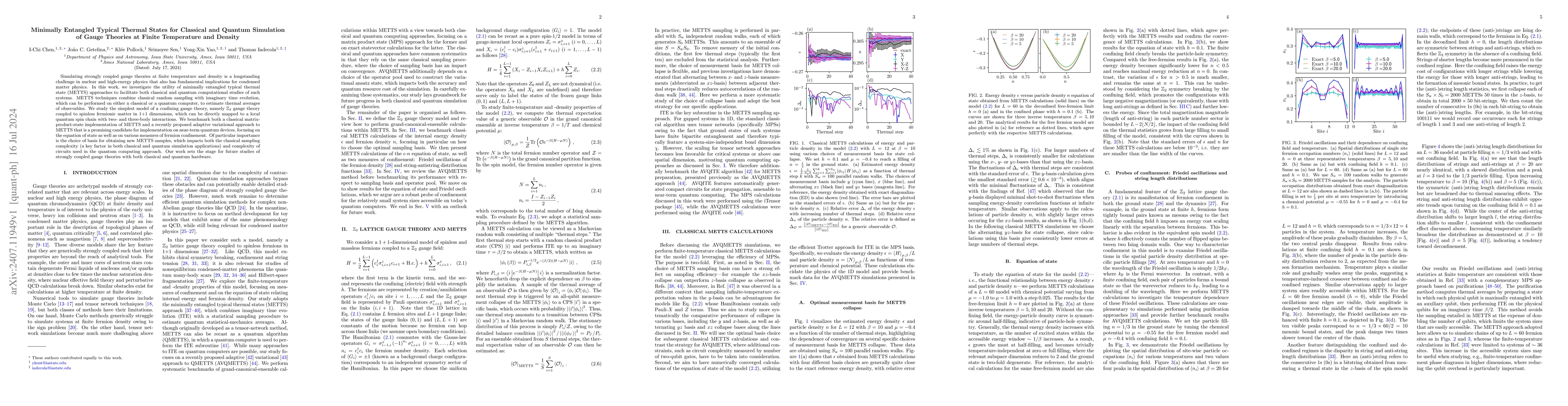 Thumbnail for Minimally Entangled Typical Thermal States for Classical and Quantum
  Simulation of Gauge Theories at Finite Temperature and Density