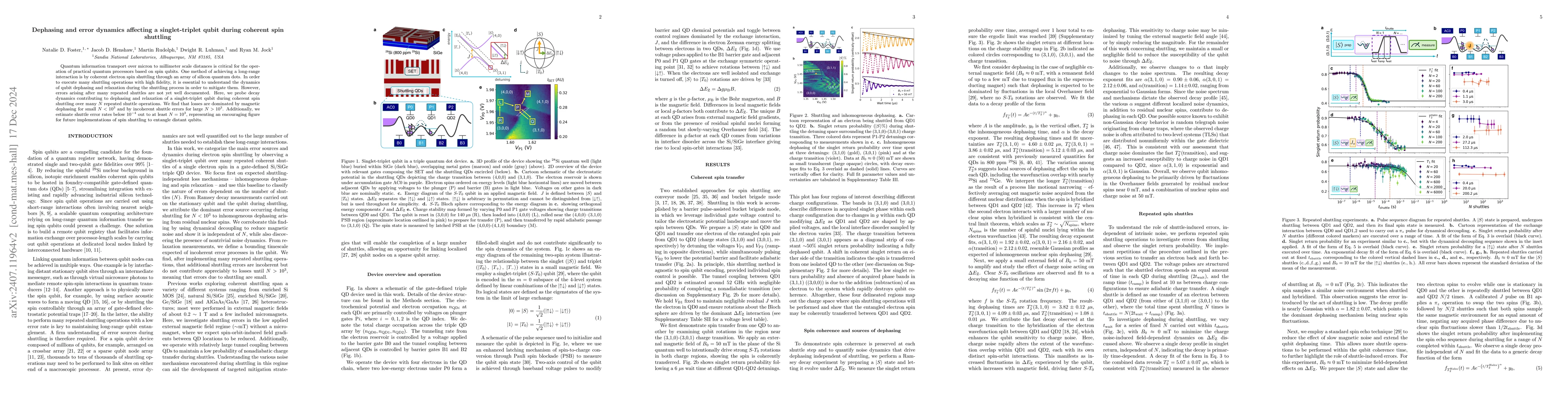 Thumbnail for Dephasing and error dynamics affecting a singlet-triplet qubit during
  coherent spin shuttling