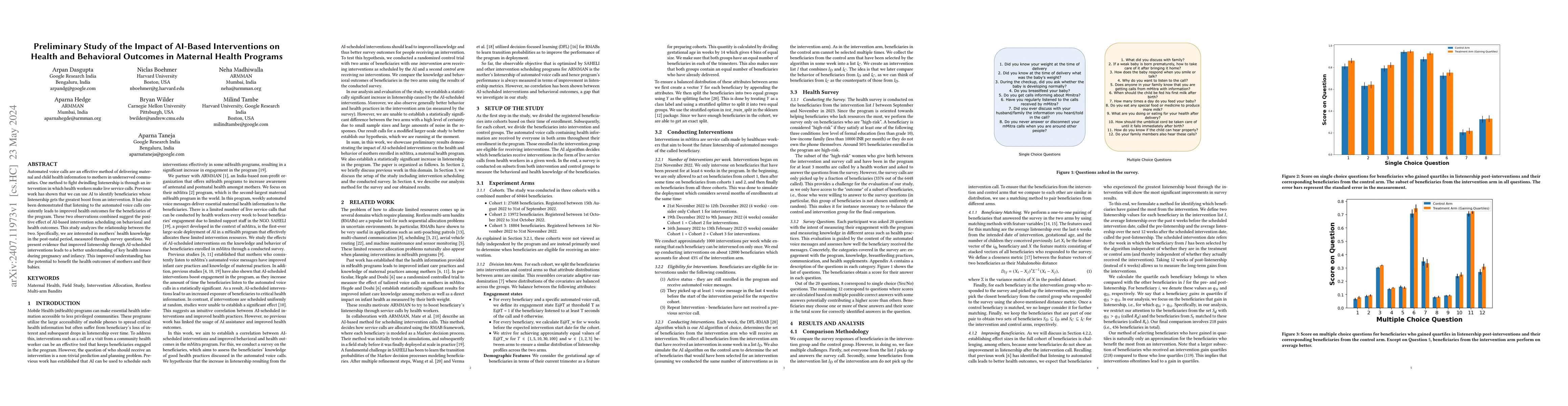 Thumbnail for Preliminary Study of the Impact of AI-Based Interventions on Health and
  Behavioral Outcomes in Maternal Health Programs