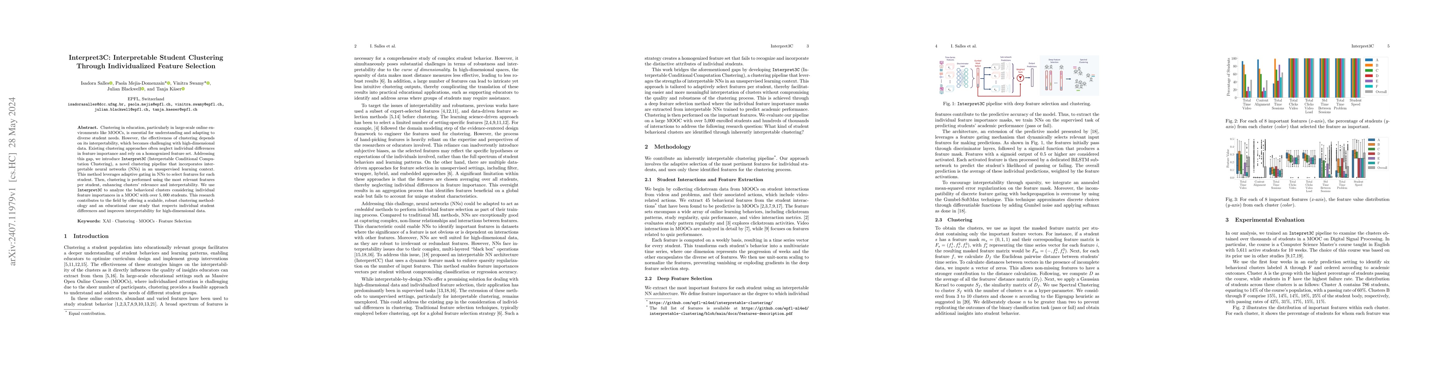 Thumbnail for Interpret3C: Interpretable Student Clustering Through Individualized
  Feature Selection