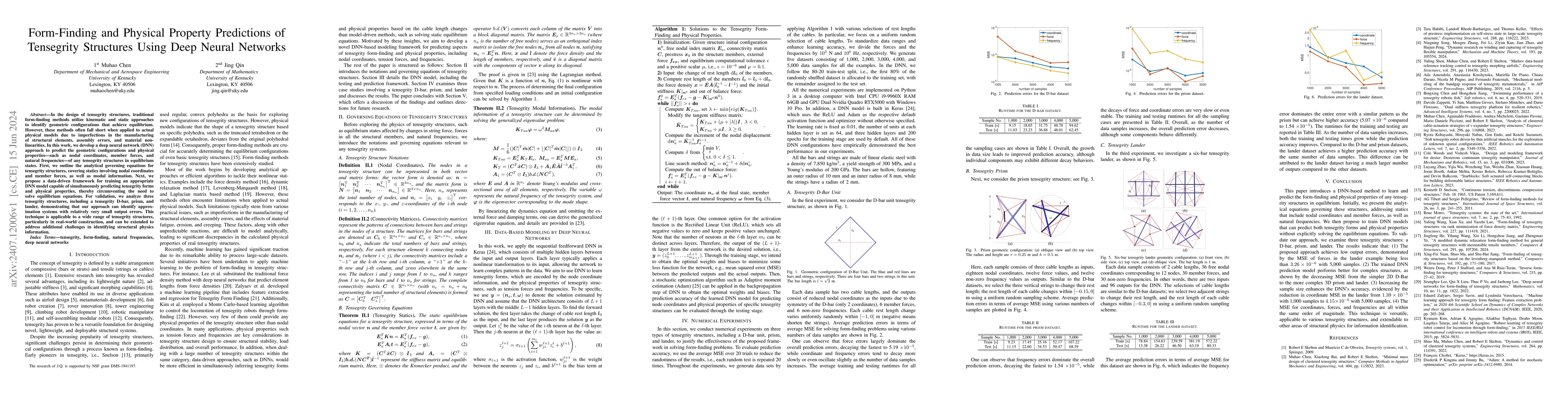 Thumbnail for Form-Finding and Physical Property Predictions of Tensegrity Structures
  Using Deep Neural Networks