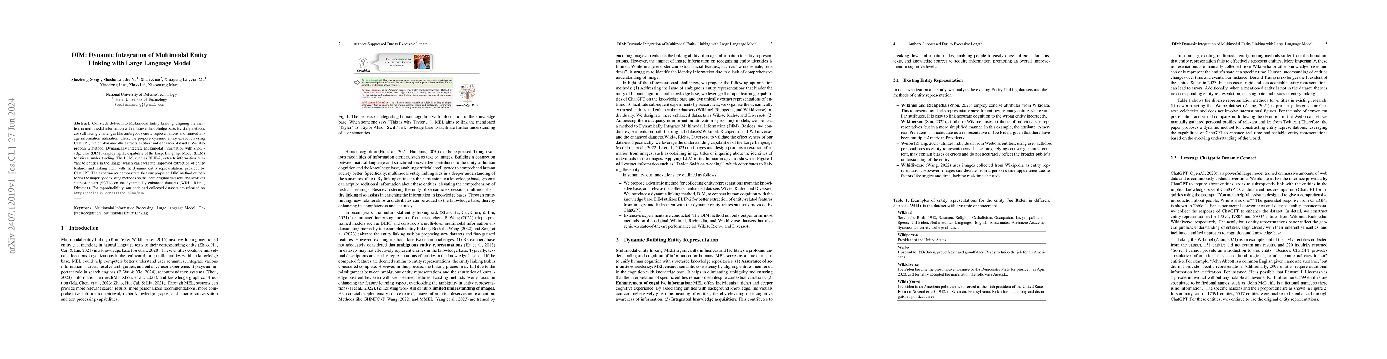 Thumbnail for DIM: Dynamic Integration of Multimodal Entity Linking with Large
  Language Model