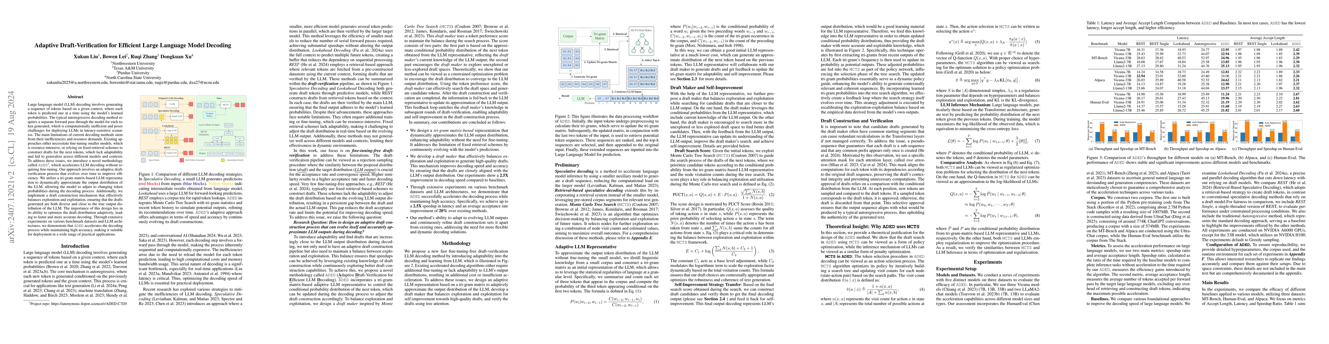 Thumbnail for Adaptive Draft-Verification for Efficient Large Language Model Decoding