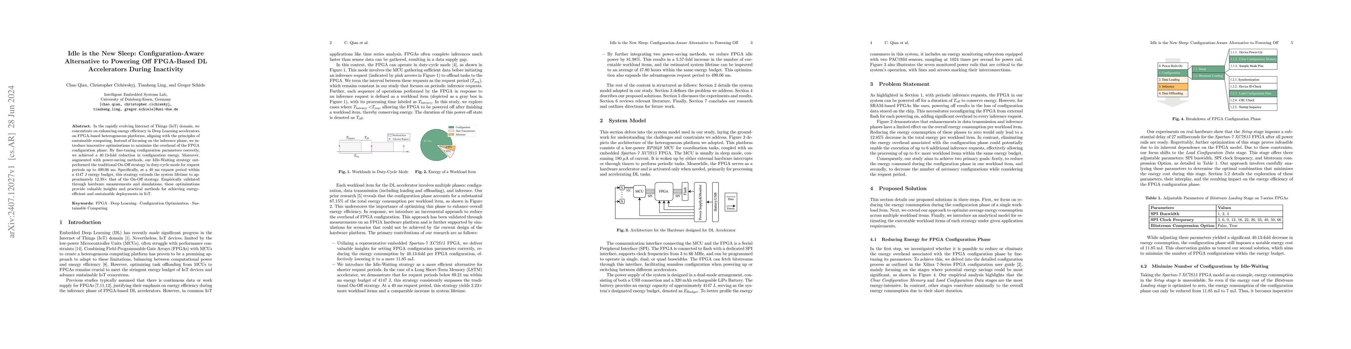 Thumbnail for Idle is the New Sleep: Configuration-Aware Alternative to Powering Off
  FPGA-Based DL Accelerators During Inactivity