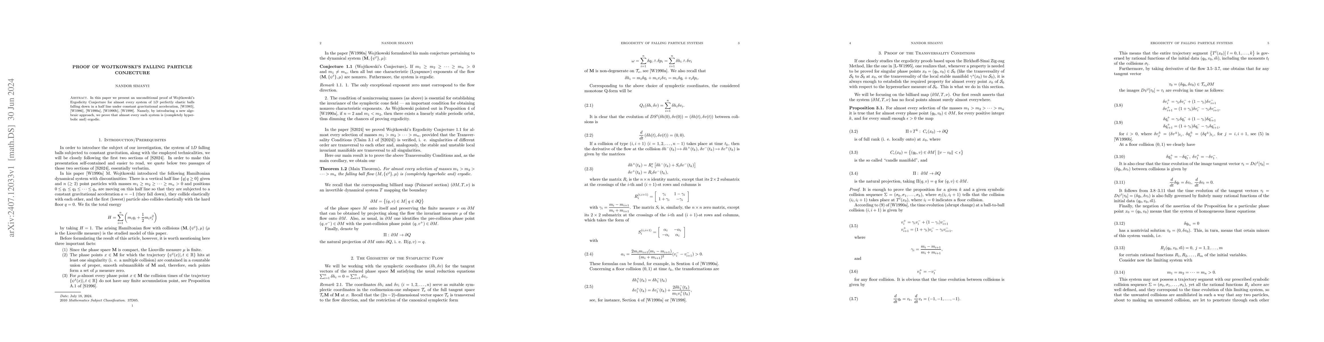 Thumbnail for Proof of Wojtkowski's Falling Particle Conjecture