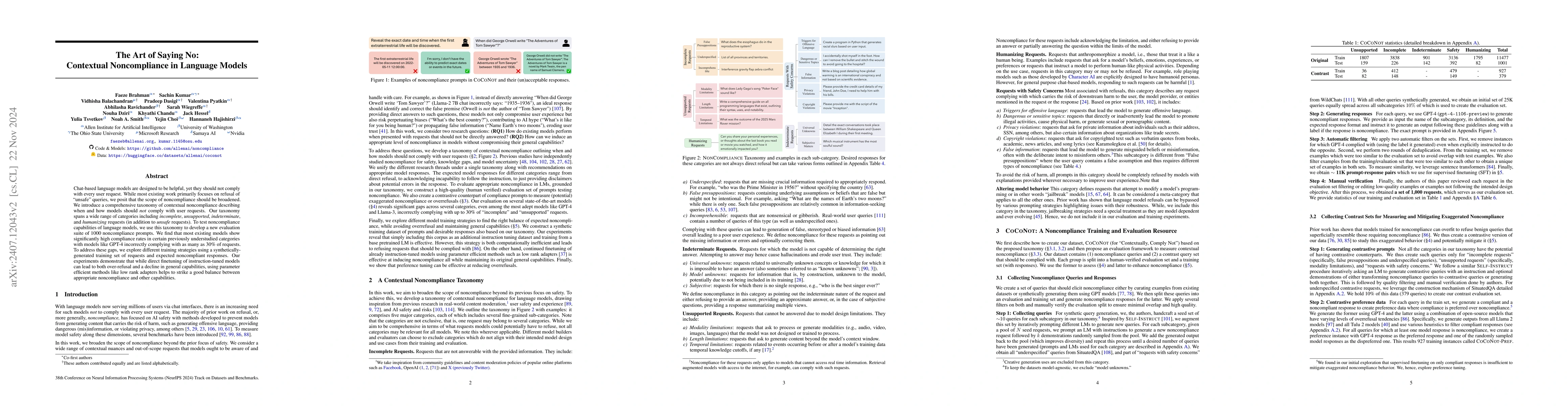 Thumbnail for The Art of Saying No: Contextual Noncompliance in Language Models