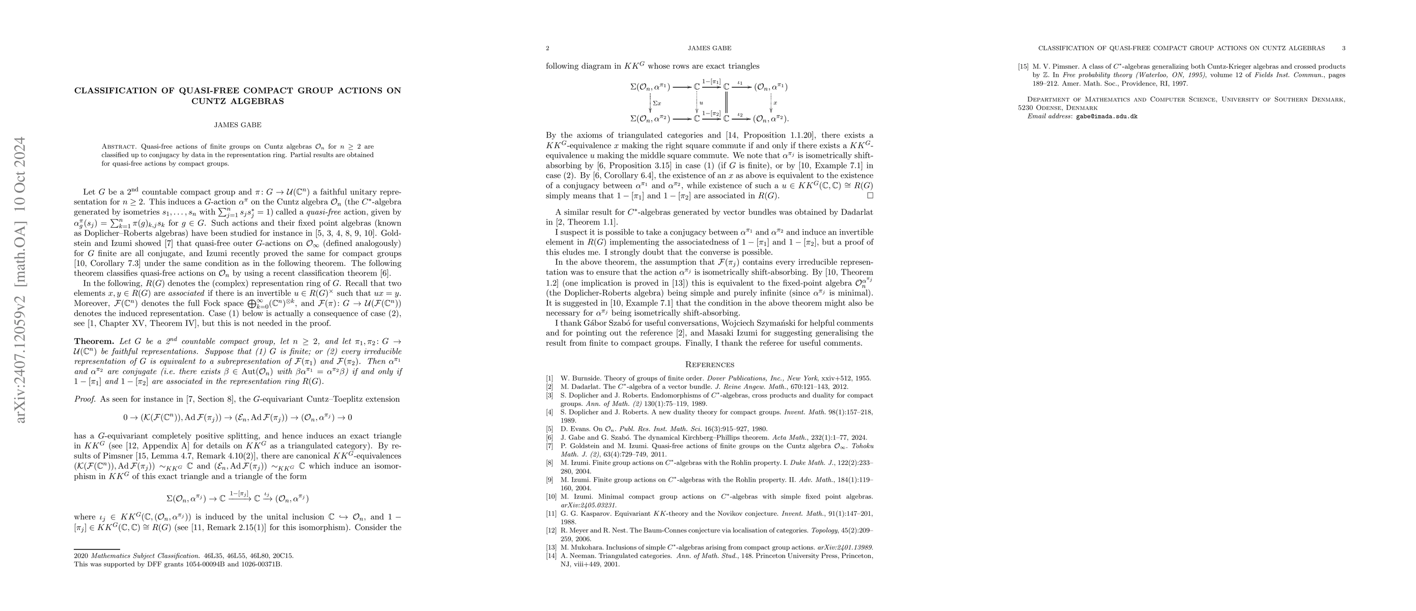 Thumbnail for Classification of quasi-free compact group actions on Cuntz algebras