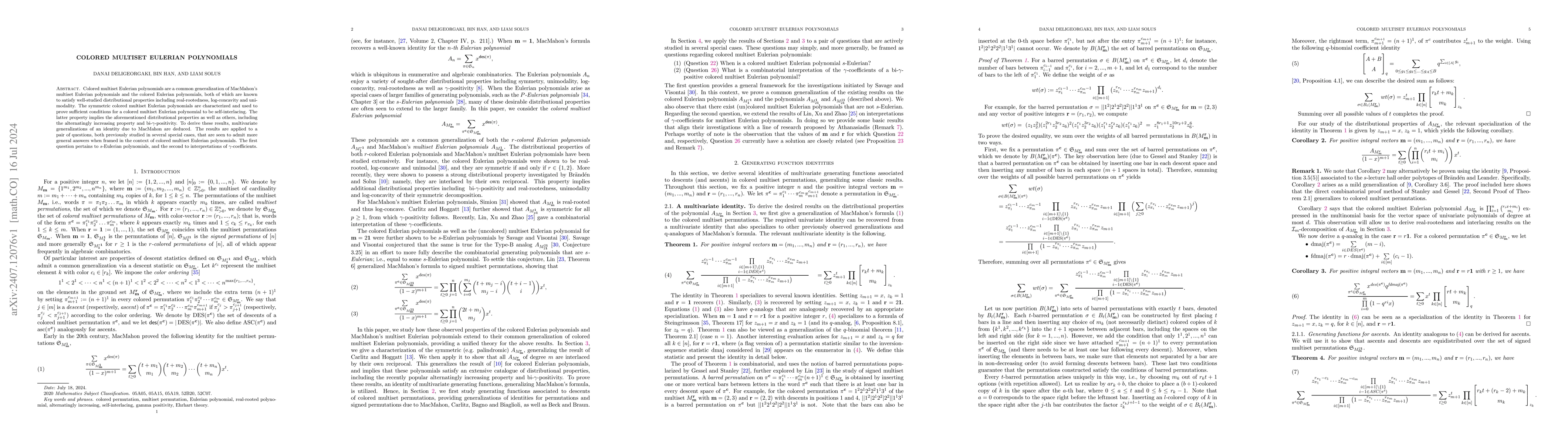 Thumbnail for Colored Multiset Eulerian Polynomials