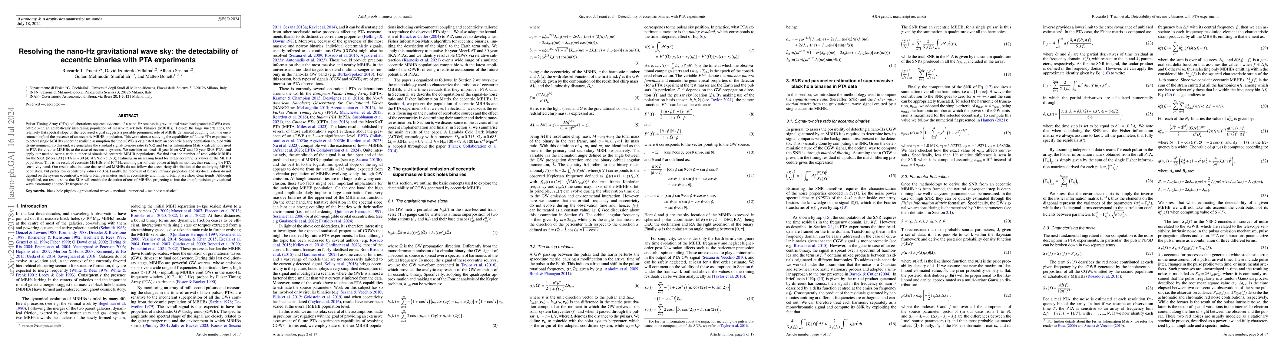 Thumbnail for Resolving the nano-Hz gravitational wave sky: the detectability of
  eccentric binaries with PTA experiments