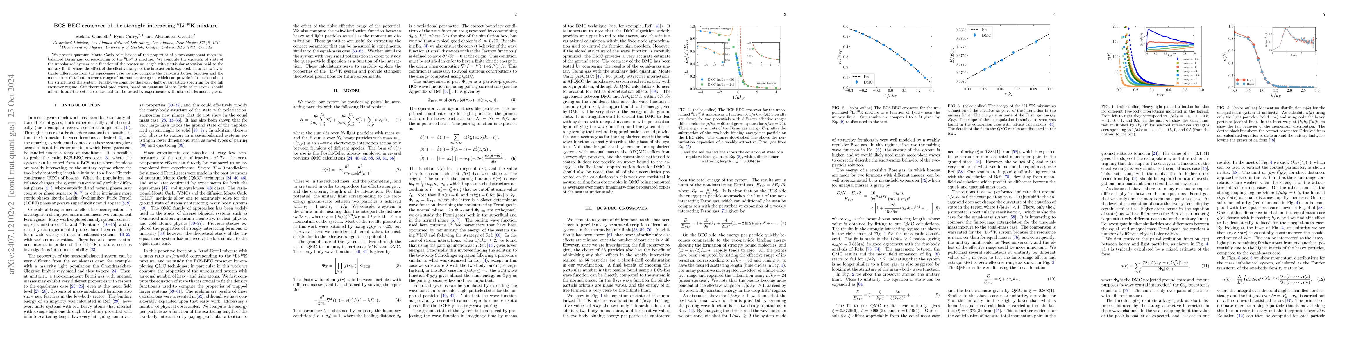 Thumbnail for BCS-BEC crossover of the strongly interacting $^6$Li-$^{40}$K mixture