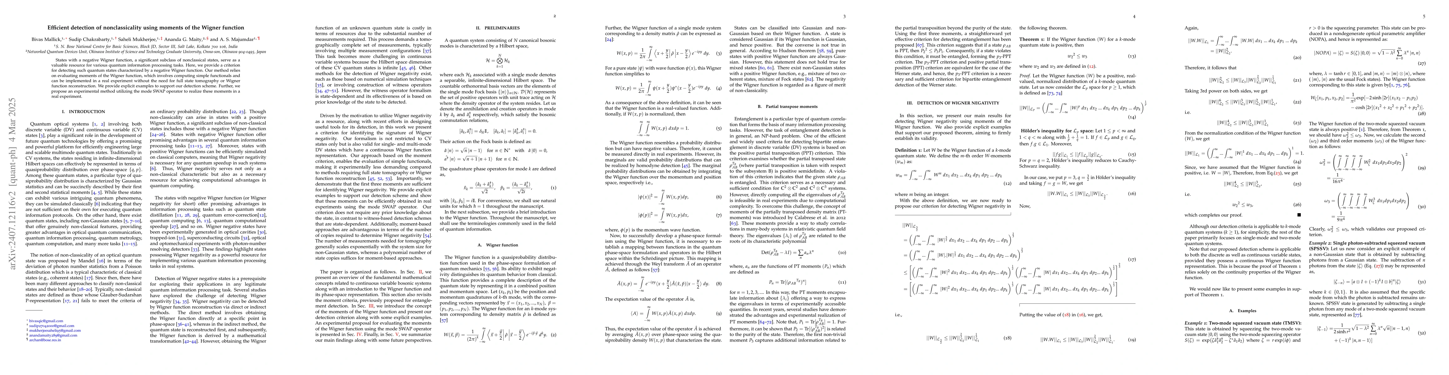 Thumbnail for Efficient detection of nonclassicality using moments of the Wigner
  function