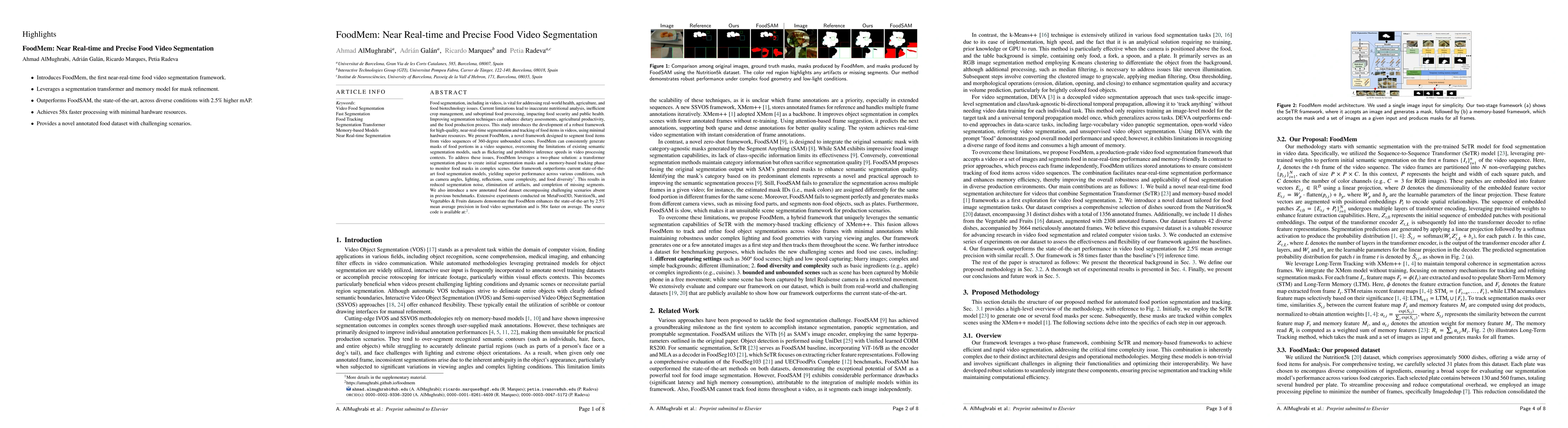 Thumbnail for FoodMem: Near Real-time and Precise Food Video Segmentation