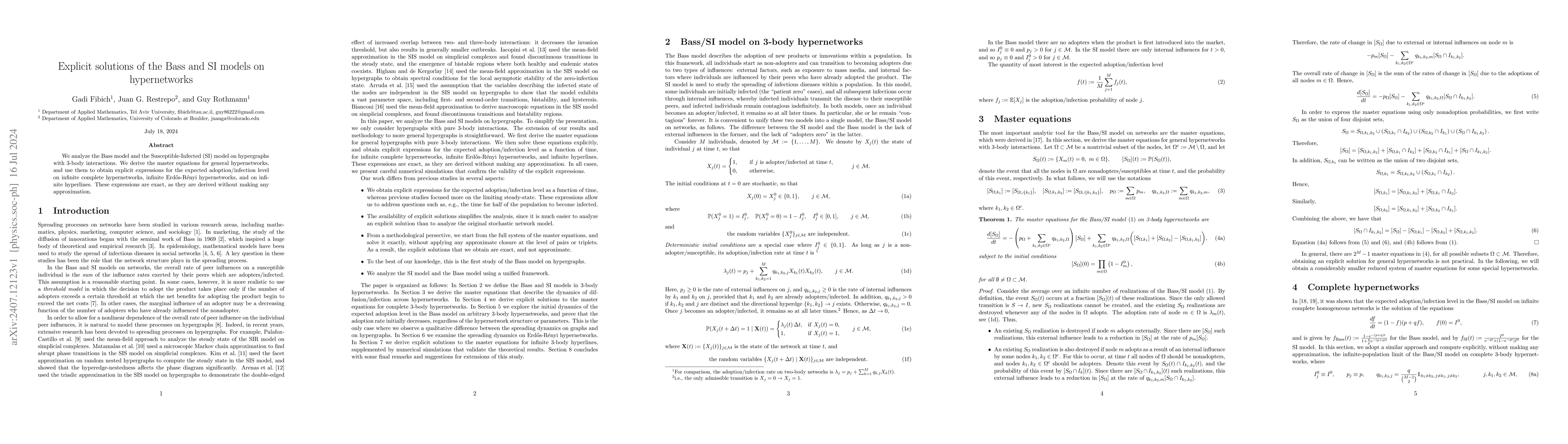 Thumbnail for Explicit solutions of the Bass and SI models on hypernetworks