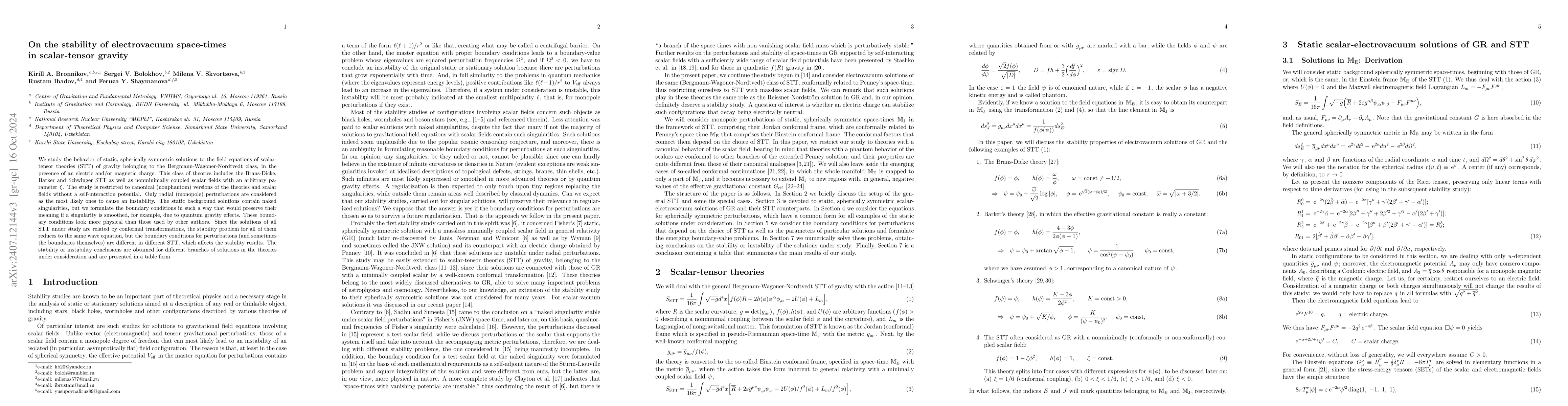 Thumbnail for On the stability of electrovacuum space-times in scalar-tensor gravity
