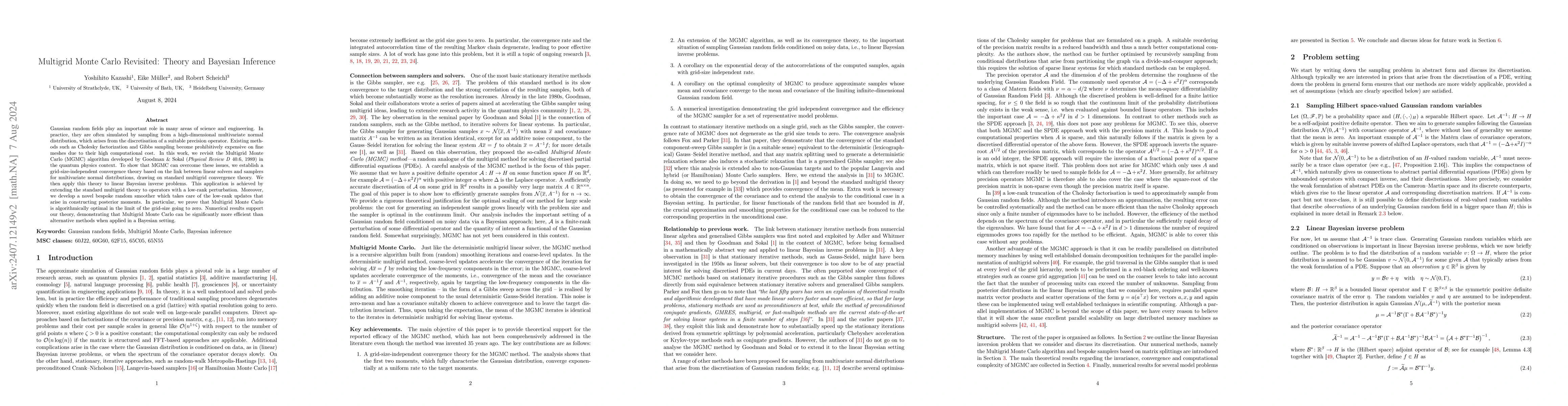 Thumbnail for Multigrid Monte Carlo Revisited: Theory and Bayesian Inference