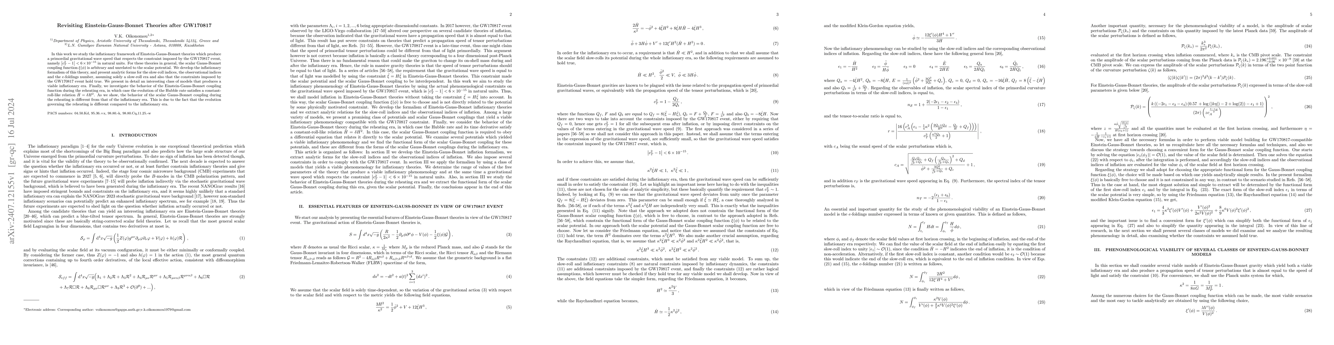 Thumbnail for Revisiting Einstein-Gauss-Bonnet Theories after GW170817