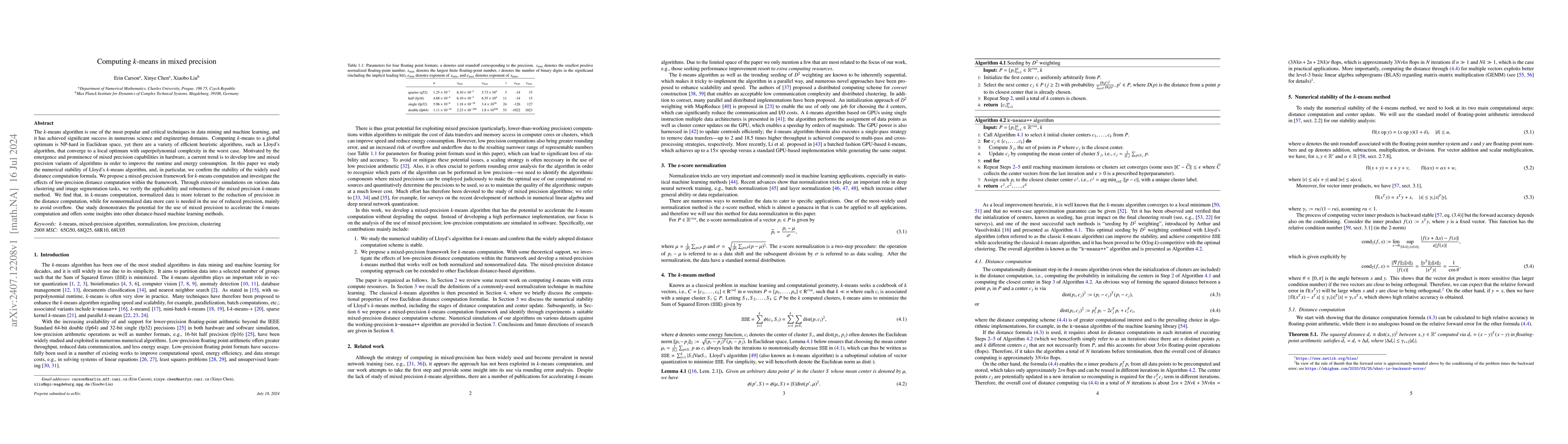 Thumbnail for Computing $k$-means in mixed precision