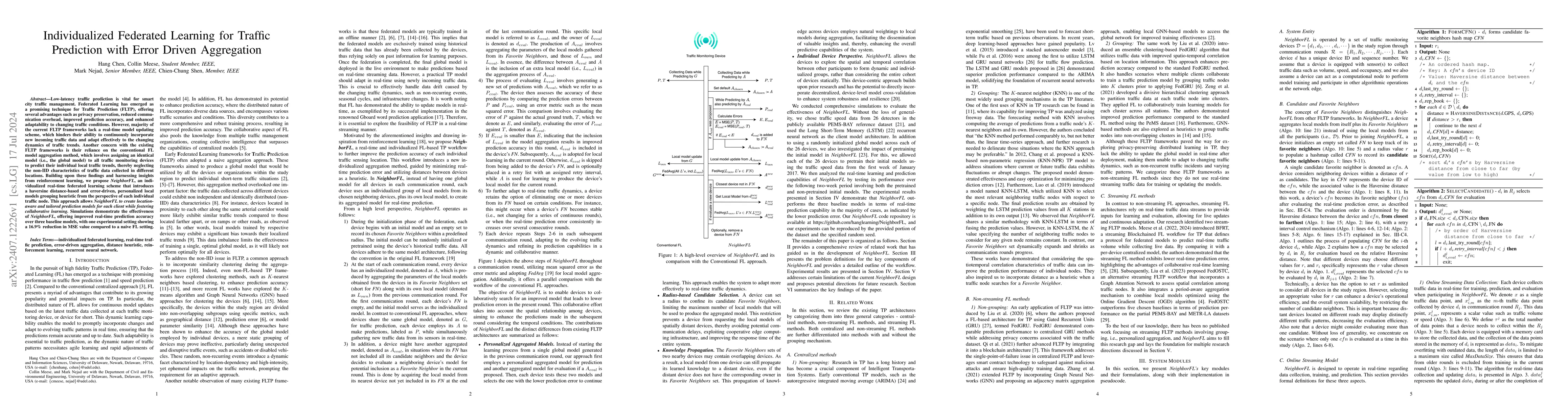 Thumbnail for Individualized Federated Learning for Traffic Prediction with Error
  Driven Aggregation